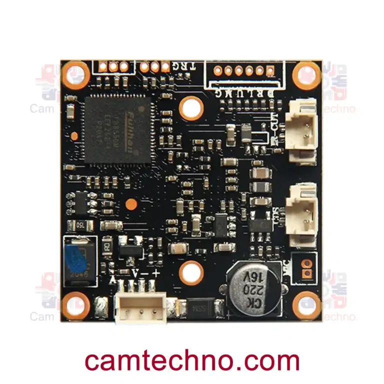 نمای پشت برد AHD با پردازنده FH8550D مناسب برای اتصال لنز و پورت‌های تغذیه