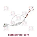 کابل AHD با سوکت ریز سایز 1.25 مخصوص دوربین مداربسته – نمای کامل کابل سفید با کانکتور BNC و سوکت تغذیه