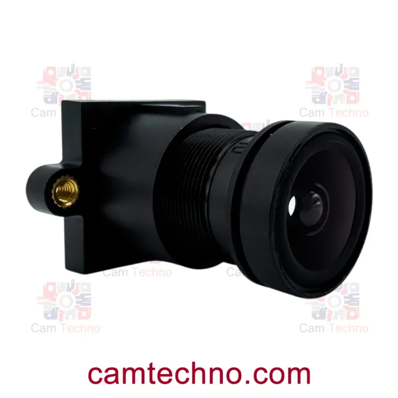 نمای جانبی لنز 3.6mm 3MP M12 YTOT روی هولدر فلزی — نصب روی برد