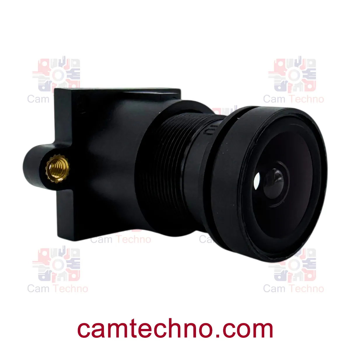 نمای جانبی لنز 3.6mm 3MP M12 YTOT روی هولدر فلزی — نصب روی برد