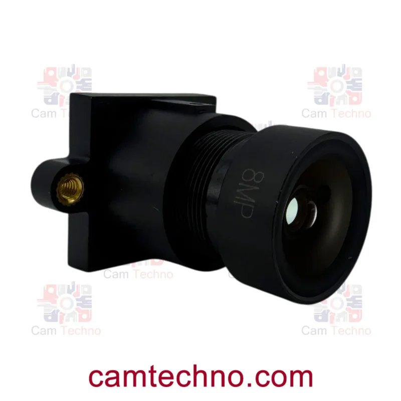نمای جانبی لنز 3.6mm 8MP M12 YTOT روی هولدر — آماده نصب روی برد