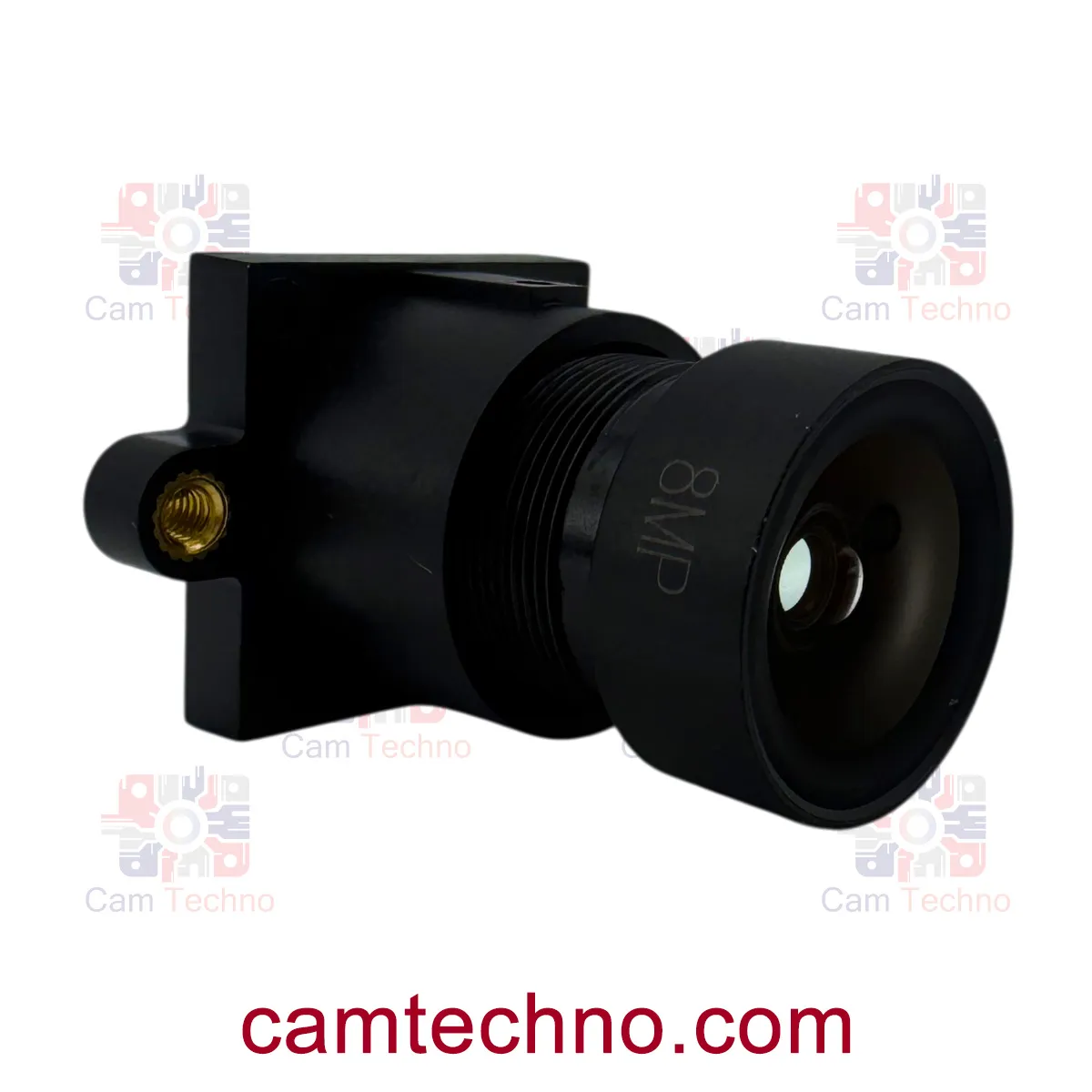 نمای جانبی لنز 3.6mm 8MP M12 YTOT روی هولدر — آماده نصب روی برد
