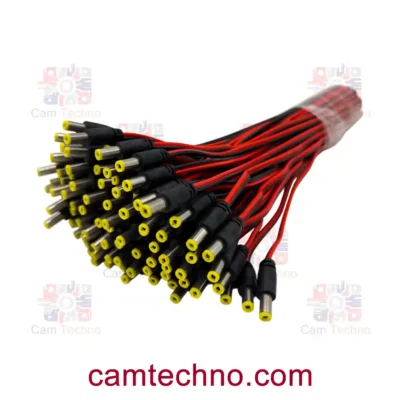 فیش نری DC 12 ولت سیم‌دار دوربین مداربسته سایز 5.5×2.1 بسته عمده