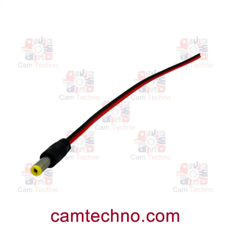 فیش نری DC 12 ولت سیم‌دار دوربین مداربسته سایز 5.5×2.1 تکی
