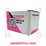 کارتن دوربین مداربسته پین‌هول سایز استاندارد – نمای سه‌ربع جعبه دوربین مینی با درج IP CCTV و AHD CCTV