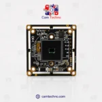 نمای سمت سنسور برد AHD دو مگاپیکسل مدل 5029 با محل سنسور تصویر، نقاط تست و سوراخ‌های نصب PCB