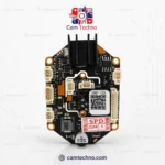 نمای روبه‌رو برد IP 8 مگاپیکسل H8P-C0 Ruision با هیت‌سینک و کانکتورهای صدا، تغذیه و تجهیزات جانبی